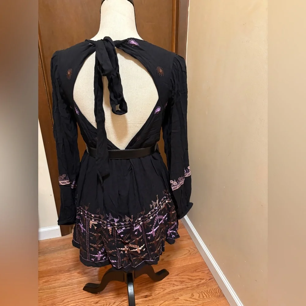 Free People Rhiannon Black Dress with Detailed Embroidery, Women’s Size XS NWT - Picture 2 of 6